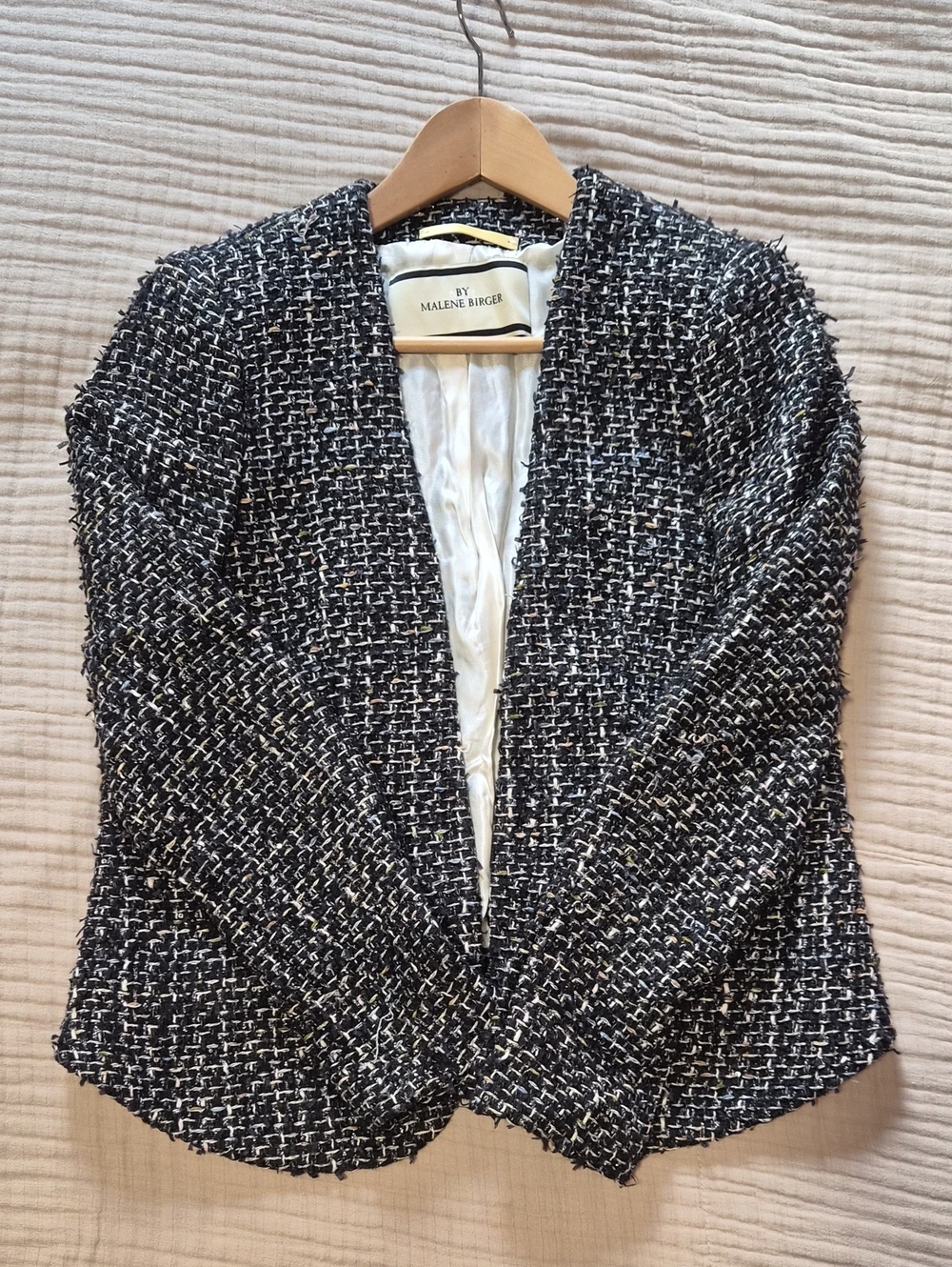 By Malene Birger Black & White Tweed Open Blazer
